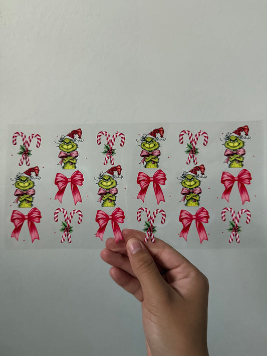 Grinch bows x candy canes wrap