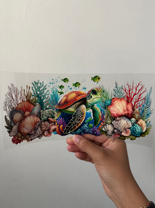 Sea turtle under the sea wrap