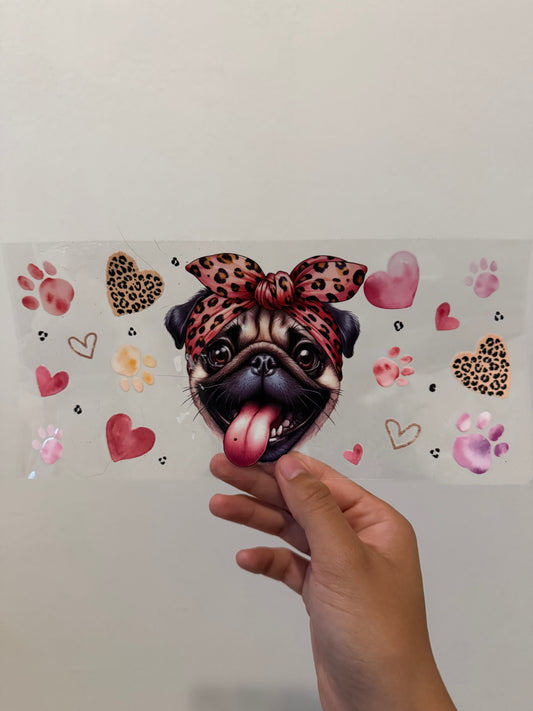 Cheetah bow Pug wrap