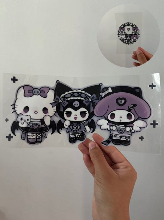 Kuromi x Hello Kitty x My Melody Skulls Wrap w/ lid topper design