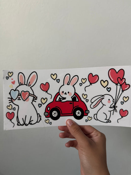 Hearts Bunny in car wrap