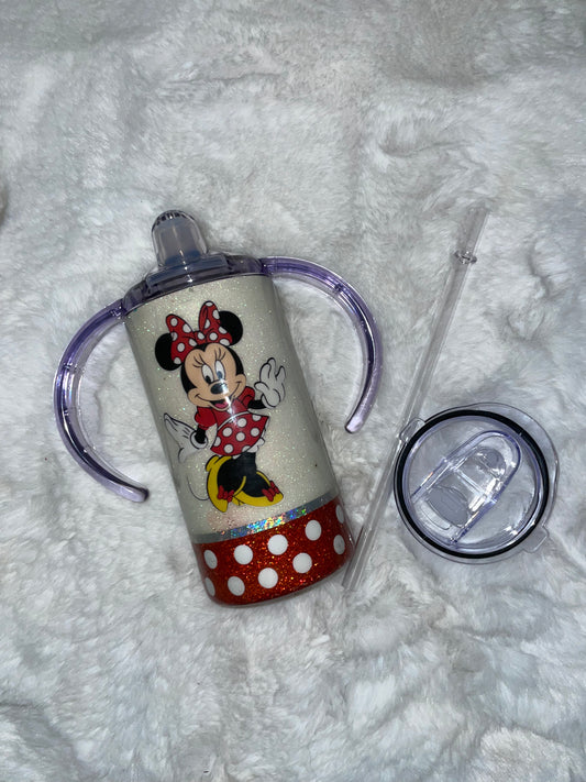 Personalized Epoxy Polka Dot Minnie Mouse 12oz Sippy Cup Tumbler