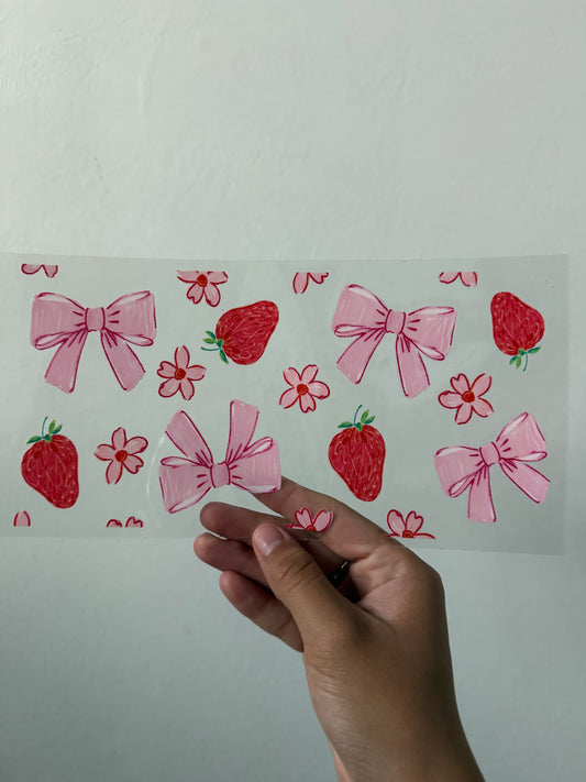 Strawberries pink bows wrap