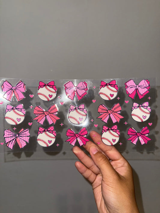 Baseball pink bows wrap